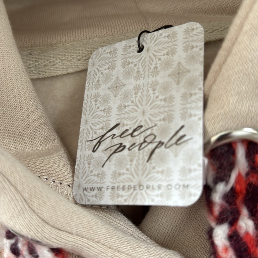 Free People Cream Knit Hoodie with Forest and Bear Fair Isle - Picture 7 of 7